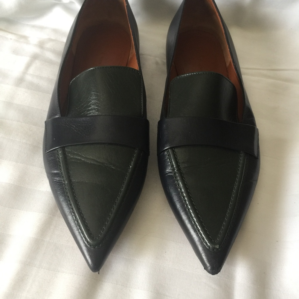 Céline Black Patent Pointy Loafers Flats